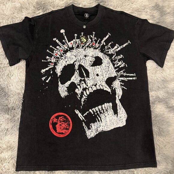 Hellstar Crown Skull Black T-Shirt Men’s Size Medium Large or X-Large - Picture 1 of 3